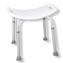Mopedia sgabello da doccia regolabile in alluminio anodizzato e HDPE bianco con puntali antiscivolo