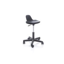 Sgabello Girevole con Base in Plastica Nera e Seduta in PU