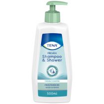 Bagno schiuma  shampoo detergente per pelli fragili e capelli delicati - TENA Shampoo & Shower
