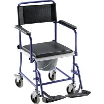 Sedia Comoda WC con Ruote per Anziani - Blu - Schienale Alto