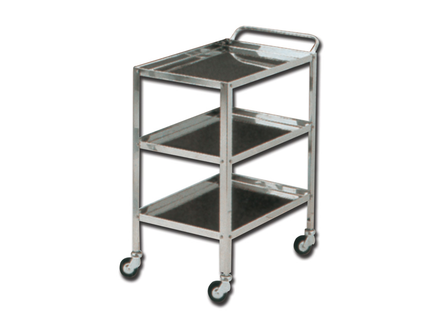 Gima carrello a tre ripiani in acciaio inox con maniglia e bordi, ruote in gomma, argento, 70x50x82 cm