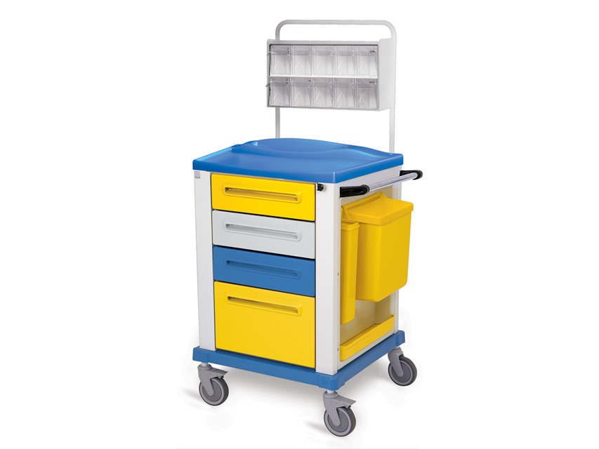 Gima Medicazione Piccolo carrello per medicazione con 4 cassetti giallo acciaio e plastica 67x64x100 cm