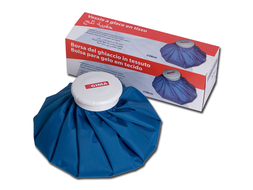 Gima borsa del ghiaccio in tessuto gommato cotone poliestere blu diametro 28 cm senza lattice