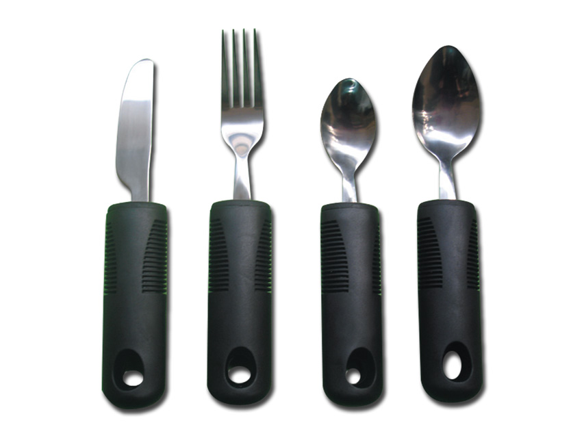 Gima set di 4 posate con impugnatura in gomma lunga 10 cm per presa facile e sicura