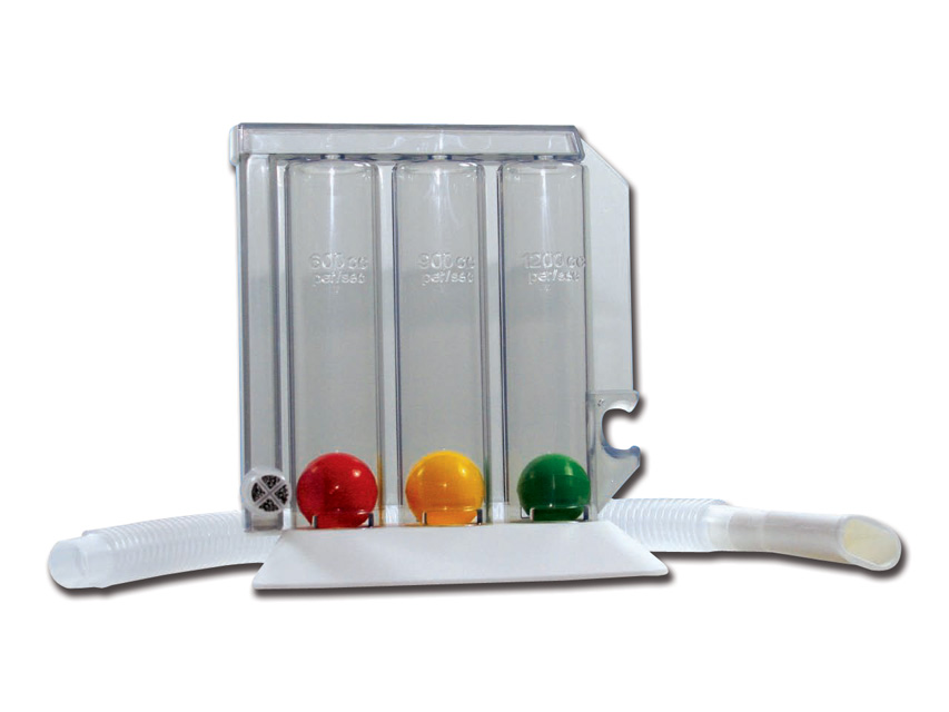 Gima Respiroprogram esercitatore respiratorio con tre sfere colorate base tubo e boccaglio trasparente