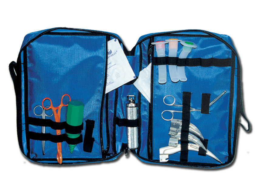 Gima kit per intubazione con borsa in nylon impermeabile e lame laringoscopio F.O. sezioni nere