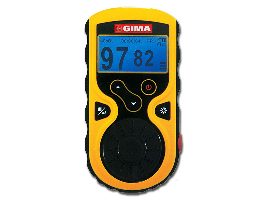 Gima Oxy-100 pulsossimetro compatto con display LCD a colori per SpO2, frequenza cardiaca e PI