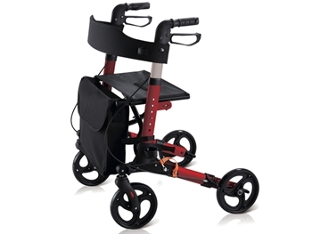 Deambulatore Compact Pieghevole in Alluminio Rosso con Sedile