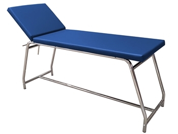 Lettino Visita Medica- Portata 120 kg -Cromato -Materasso Blu