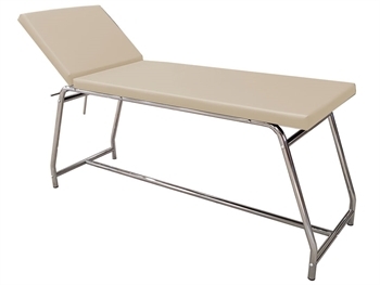 Lettino Visita Medica- Portata 120 kg -Cromato -Materasso Beige