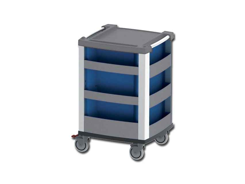 Gima Compact Kart carrello multifunzione ed emergenza in alluminio blu con 5 cassetti e ruote pivotanti