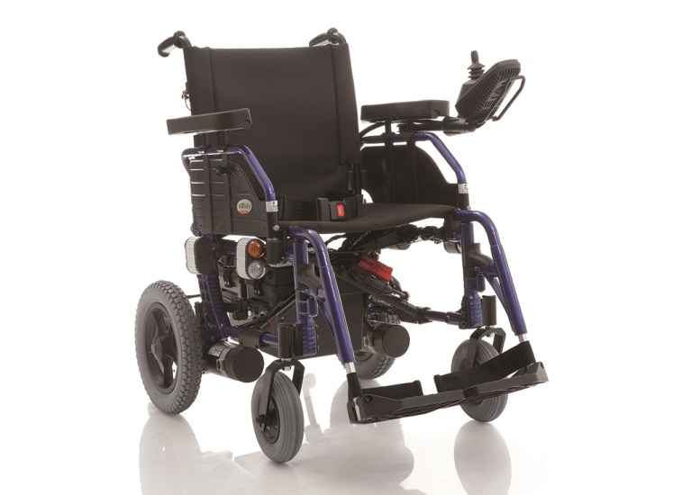 Ardea Escape DX carrozzina elettrica pieghevole in alluminio con luci seduta in nylon nero