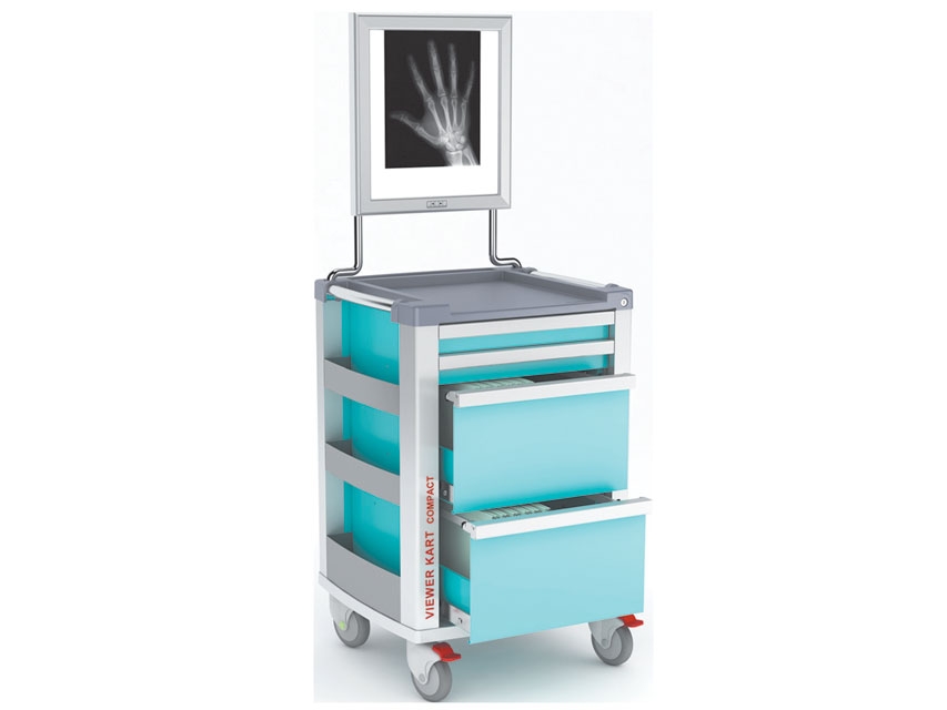 Carrello multifunzionale in alluminio con negativoscopio a LED - Compact Kart Viewe