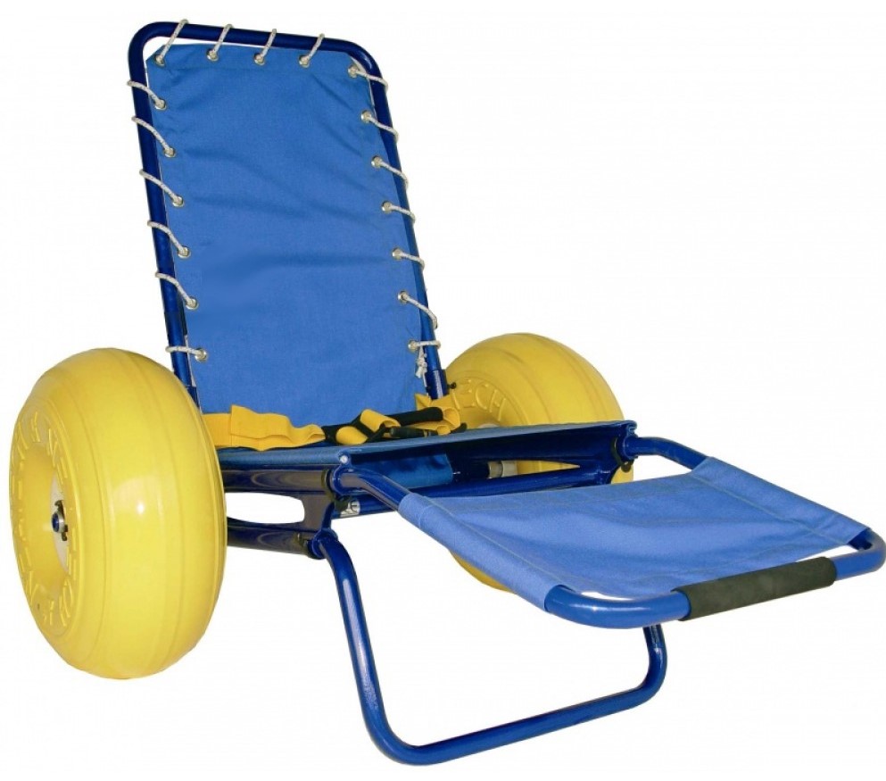 Carrozzina Mare Job per Disabili con Cintura Sicurezza Blu