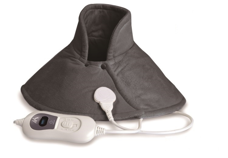 Alpak mantella termica per cervicale e spalle con 3 temperature e spegnimento automatico grigia tessuto lavabile