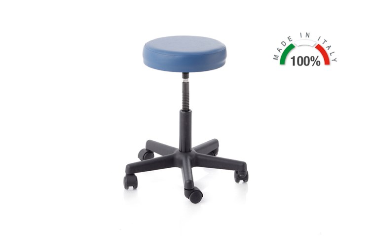 Skema Form sgabello girevole con base in plastica Ø 50 cm, elevazione a vite 140 mm, sedile imbottito Ø 32 cm