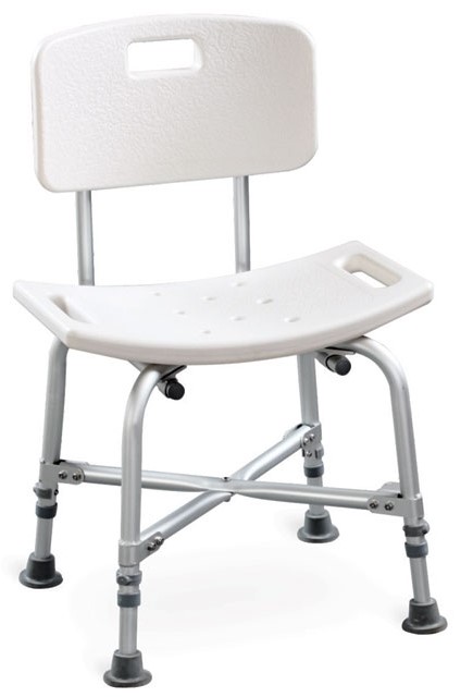 Sedia da Bagno Rinforzata con Schienale - Alluminio - 150 Kg