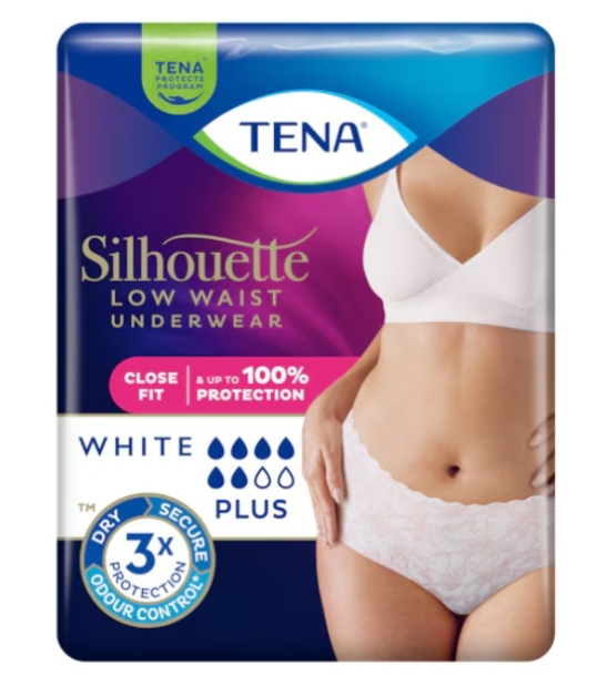 TENA Silhouette Plus Blanc Vita Bassa - Mutandine Assorbenti Femminili - Cartone da 6 confezioni