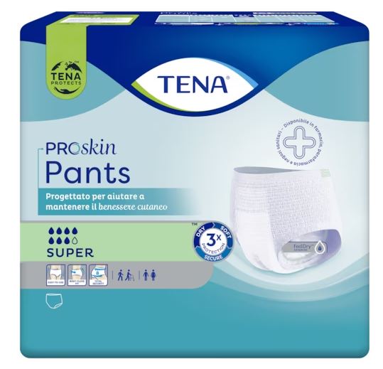 Mutandina Elastica Assorbente e Traspirante Tena Pants Super - Cartone da 4 confezioni