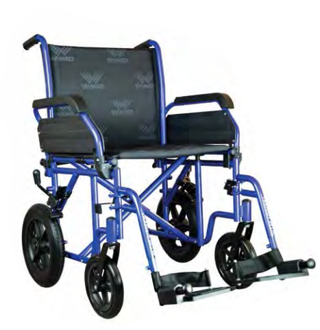 Wimed - Carrozzina Pieghevole EXCEL PLUS TRANSIT - Blu Acciaio