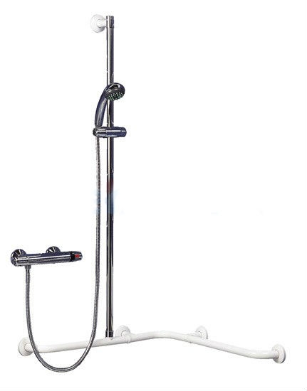 Corrimano Angolare con Asta Saliscendi a Destra e Doccia Cm 67X67X120